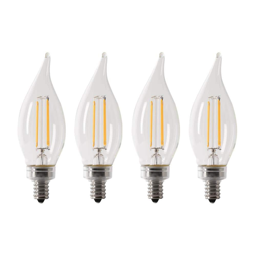 Electric 40-Watt Equivalent BA10 E12 Candelabra Dimmable Filament Clear Chandelier LED Light Soft White 2700K (4-Pack) BPCFC40927CAFIL/4/RP - The Home Depot