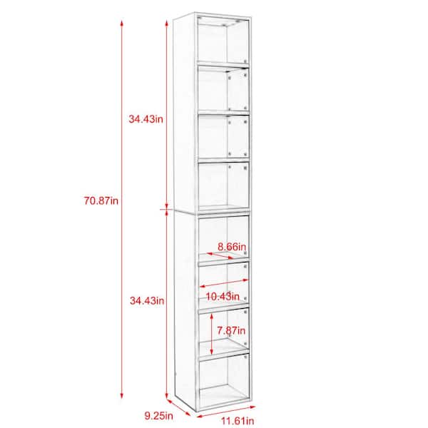 Tileon 8-Tier White Tall Narrow Pantry Organizer Media Tower