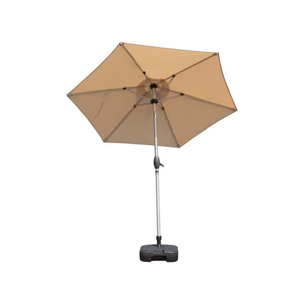 Unbranded 7.5 ft. Aluminium Outdoor Market Table Patio Umbrella with Button Tilt, Crank and 8 Sturdy Ribs for Garden in Beige