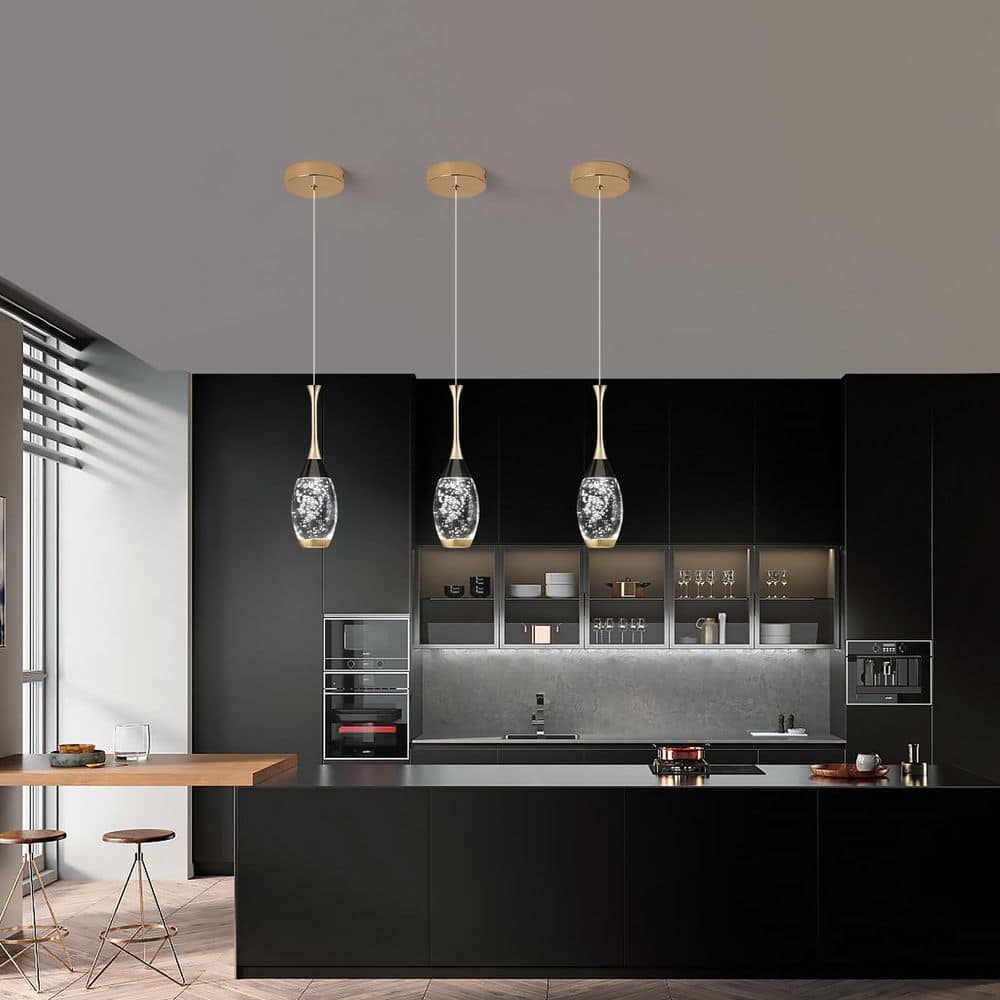 Home Lighting 6W 1-Light BlackGold Modern Mini LED Teardrop Crystal Pendant Light Dimmable for Kitchen Island, 3-Pack price history on PriceWatchPro