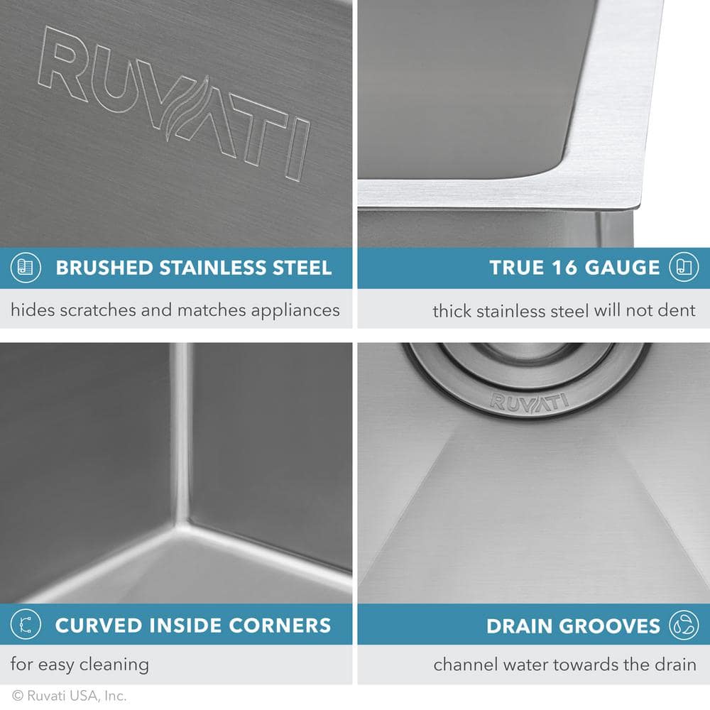 Ruvati 35-inch Stainless Steel Double Bowl Undermount Kitchen Sink