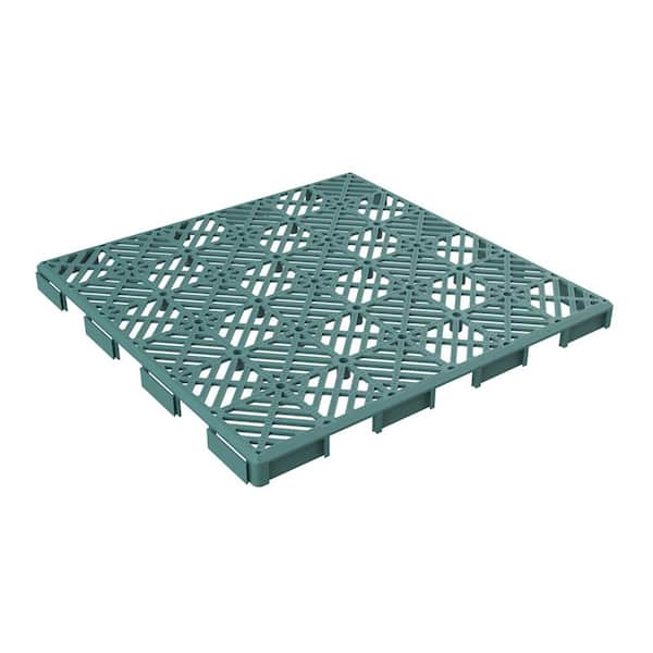Pure Garden 11.5 in. x 11.5 in. Outdoor Interlocking Diamond Polypropylene Patio and Deck Tile Flooring in Green (Set of 6)