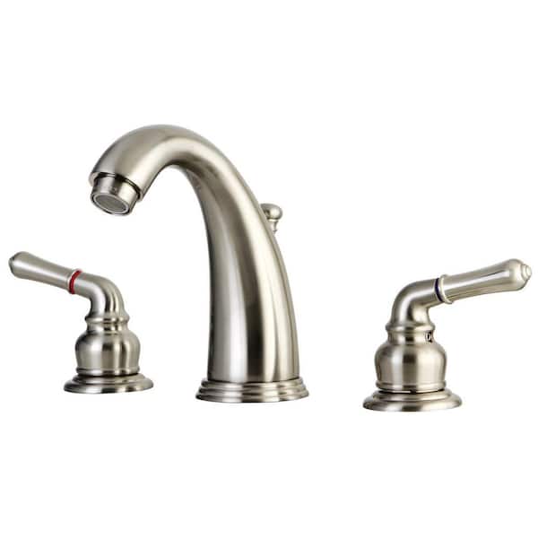 Kingston Brass Magellan 8 in. Widespread 2-Handle Bathroom Faucets with Plastic Pop-Up in Brushed Nickel