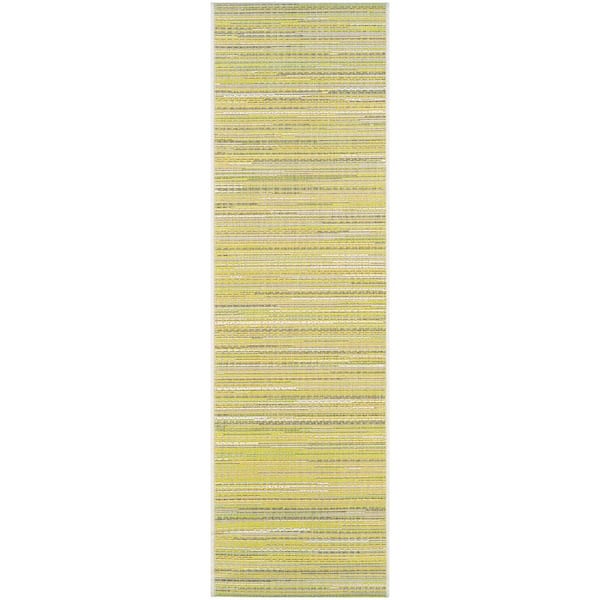 Couristan Monaco Alassio Sand-Sea Mist-Lemon 2 ft. x 12 ft. Indoor/Outdoor Runner Rug