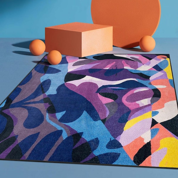 Misha The Sunday Jungle Nocturne Modern Abstract Multi 7 ft. 7 in. x 9 ft. 10 in. Area Rug