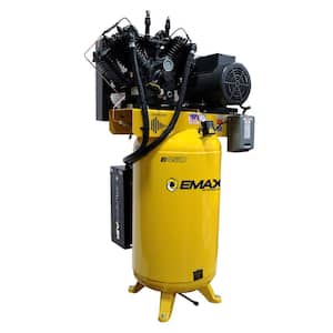 Silent Air Industrial 10HP 38 CFM 3Ph 460V 80 Gal. 2 Stg Electric Air Compressor, Pressure Lubricated Pump