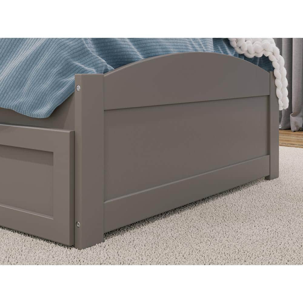 Gray Twin Wood Platform Bed with Storage Drawers
