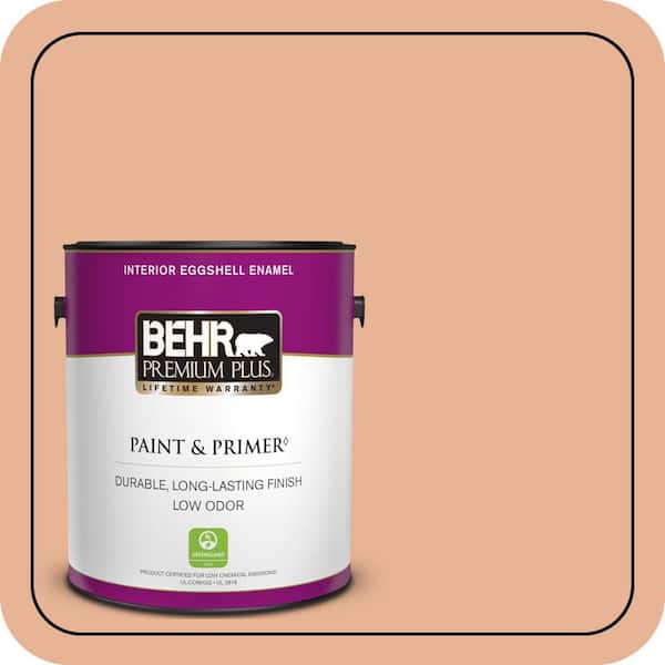BEHR PREMIUM PLUS 1 gal. #M210-4 Peach Shortcake Eggshell Enamel Low Odor Interior Paint & Primer