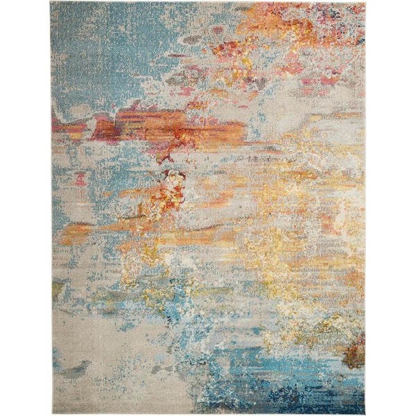 Celestial Sealife Multicolor 9 ft. x 12 ft. Abstract Modern Area Rug