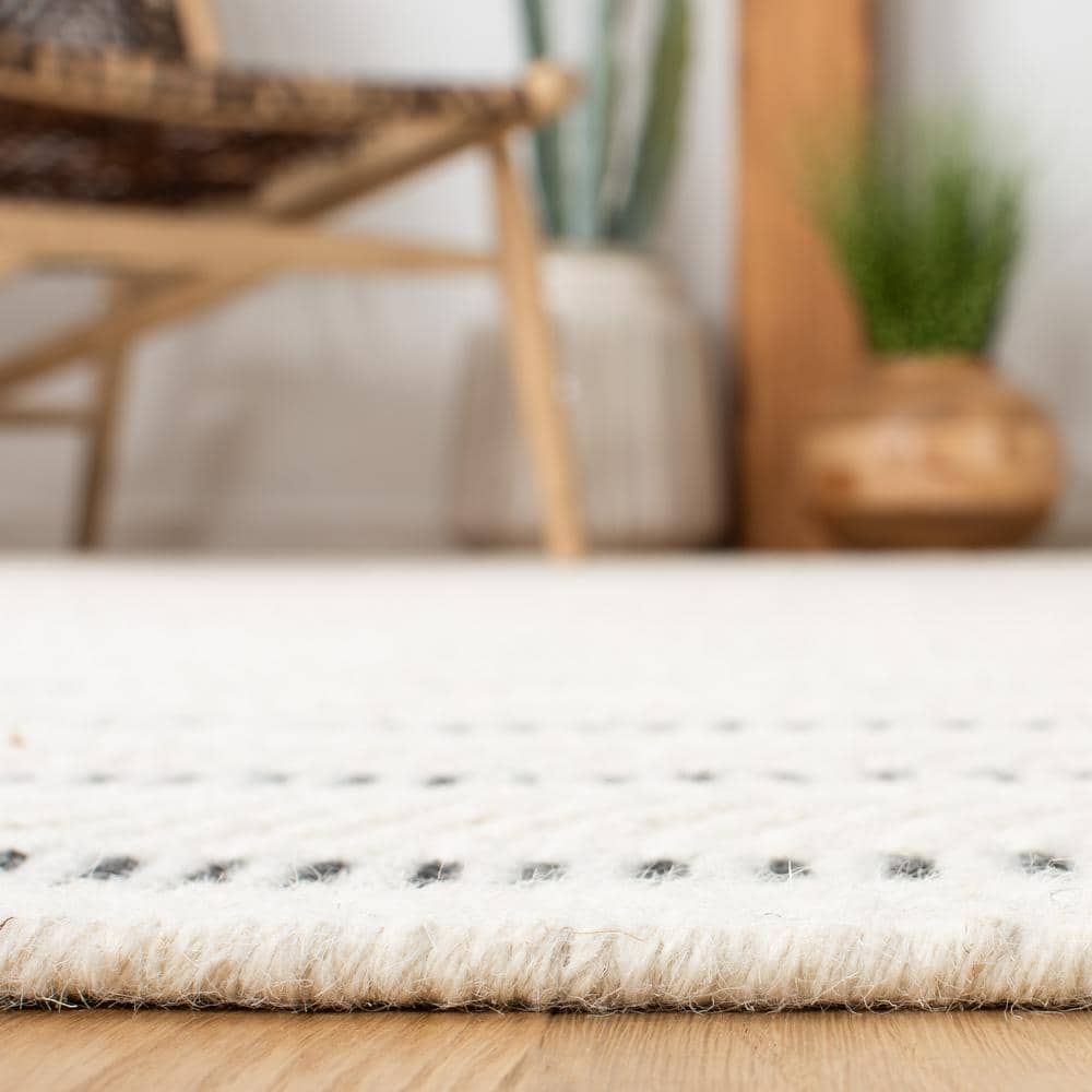 Handmade Black and White Striped Wool Runner Rug