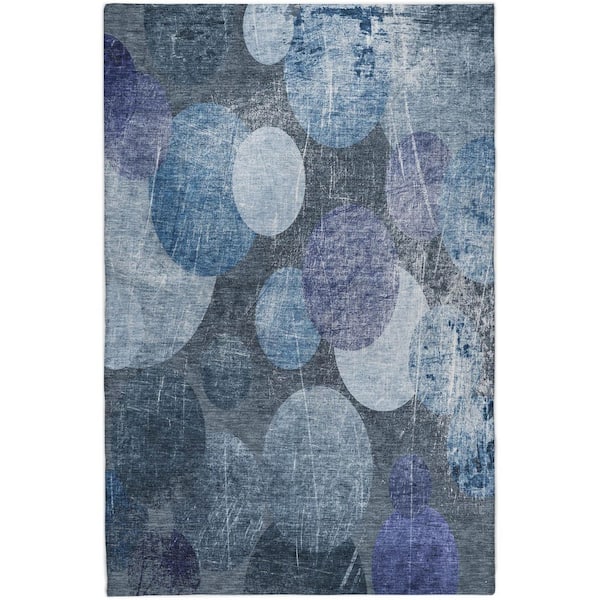 Dream Shag Premium Machine Washable Abstract ADS556 Blue 8 ft. x 10 ft. Area Rug
