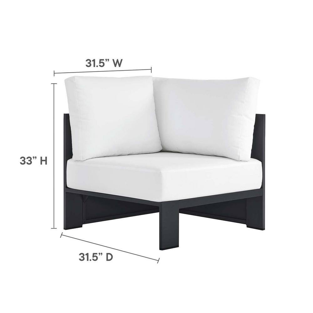 Tahoe Gray and White Aluminum Outdoor Corner Chair