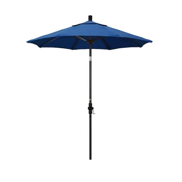 California Umbrella 7.5 ft. Bronze Aluminum Market Collar Tilt Crank Lift Patio Umbrella in Regatta Sunbrella