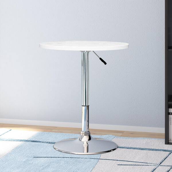 Corliving Adjustable Height White Swivel Round Bar Table Daw 510 T The Home Depot