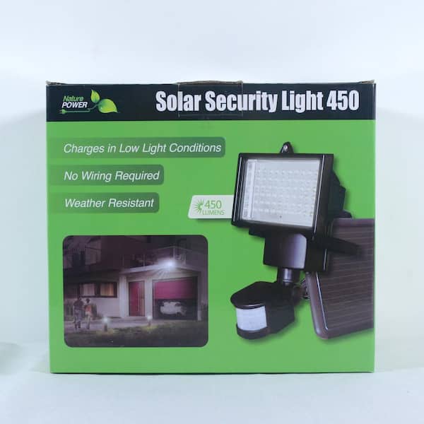 Nature Power 60 Integrated Led Black, Solar Powered Outdoor 60 Led Security Light With Motion Sensor