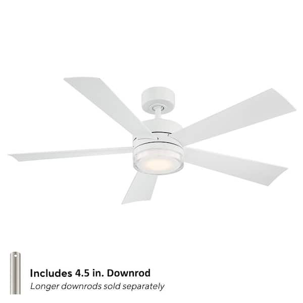 Wynd 52 in. Smart Indoor/Outdoor 5-Blade Ceiling Fan Matte White with 3000K LED and Remote Control