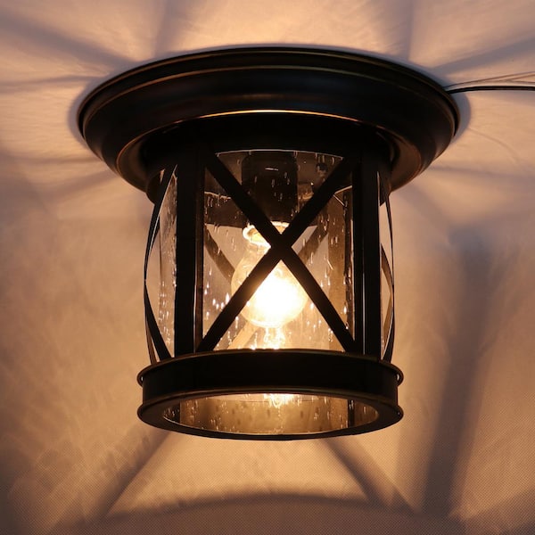 Imperial Black 1 Light Outdoor Ceiling Mounted Flush Mount Light