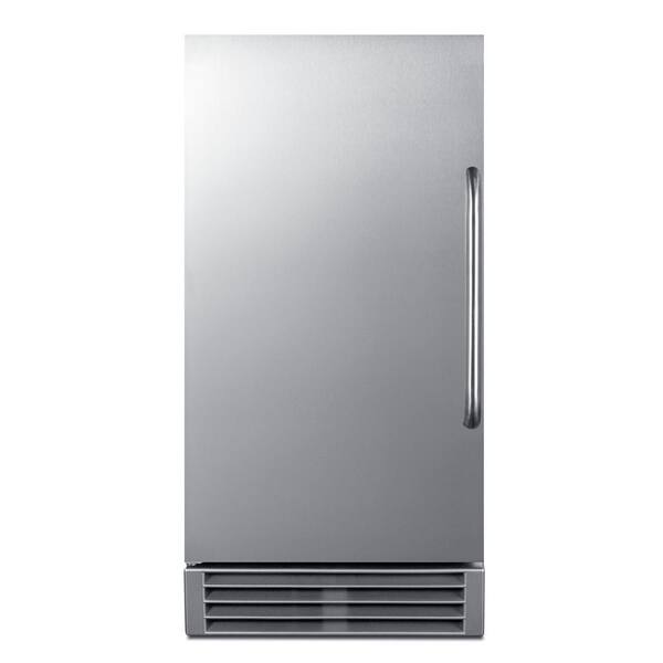 Tittla 24.3 in. 200 lbs. Built-in Ice Maker in Stainless Steel Flip-Up Door Scoop and Water Filter Blue LEDs Lighting, Silver/Stainless Steel HY90EF