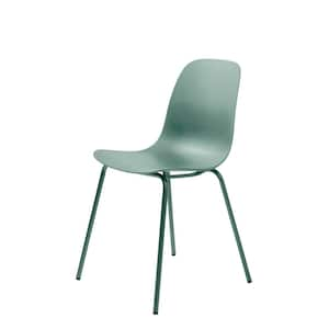 Sage Green Plastic Dining Chairs with Matching Steel Legs (Set of 2)