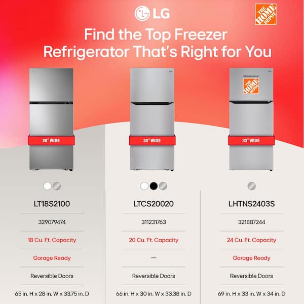 LG 28 in. 18 cu. ft. Top Freezer Garage-Ready Refrigerator in