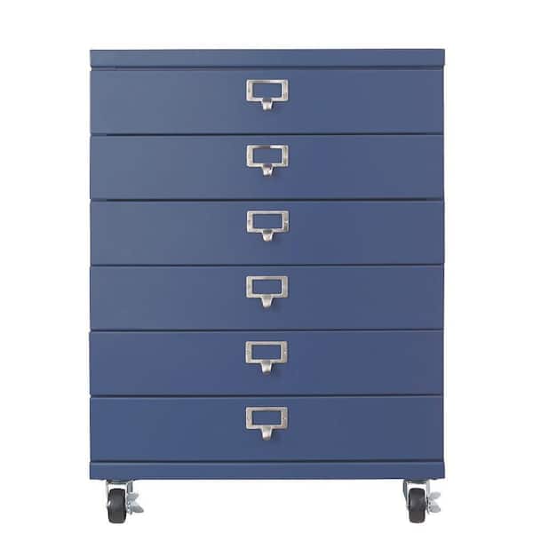 Home Decorators Collection Becker 6-Drawer Metal Cart in Sapphire