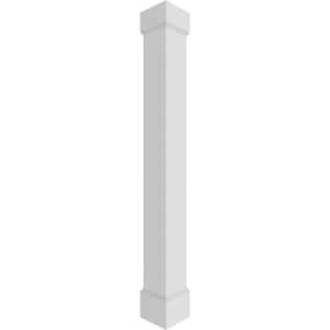 11-5/8 in. x 8 ft. Premium Square Non-Tapered Smooth PVC Column Wrap Kit Mission Capital and Base