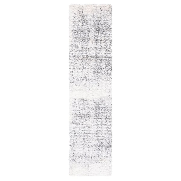 Berber Shag 2 ft. x 9 ft. Charcoal/Gray Geometric Monochrome Runner Rug