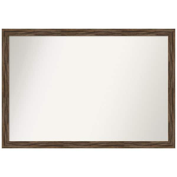 Amanti Art Regis Barnwood Mocha Narrow 38.5 in. W x 26.5 in. H Rectangle Non-Beveled Wood Framed Wall Mirror in Brown