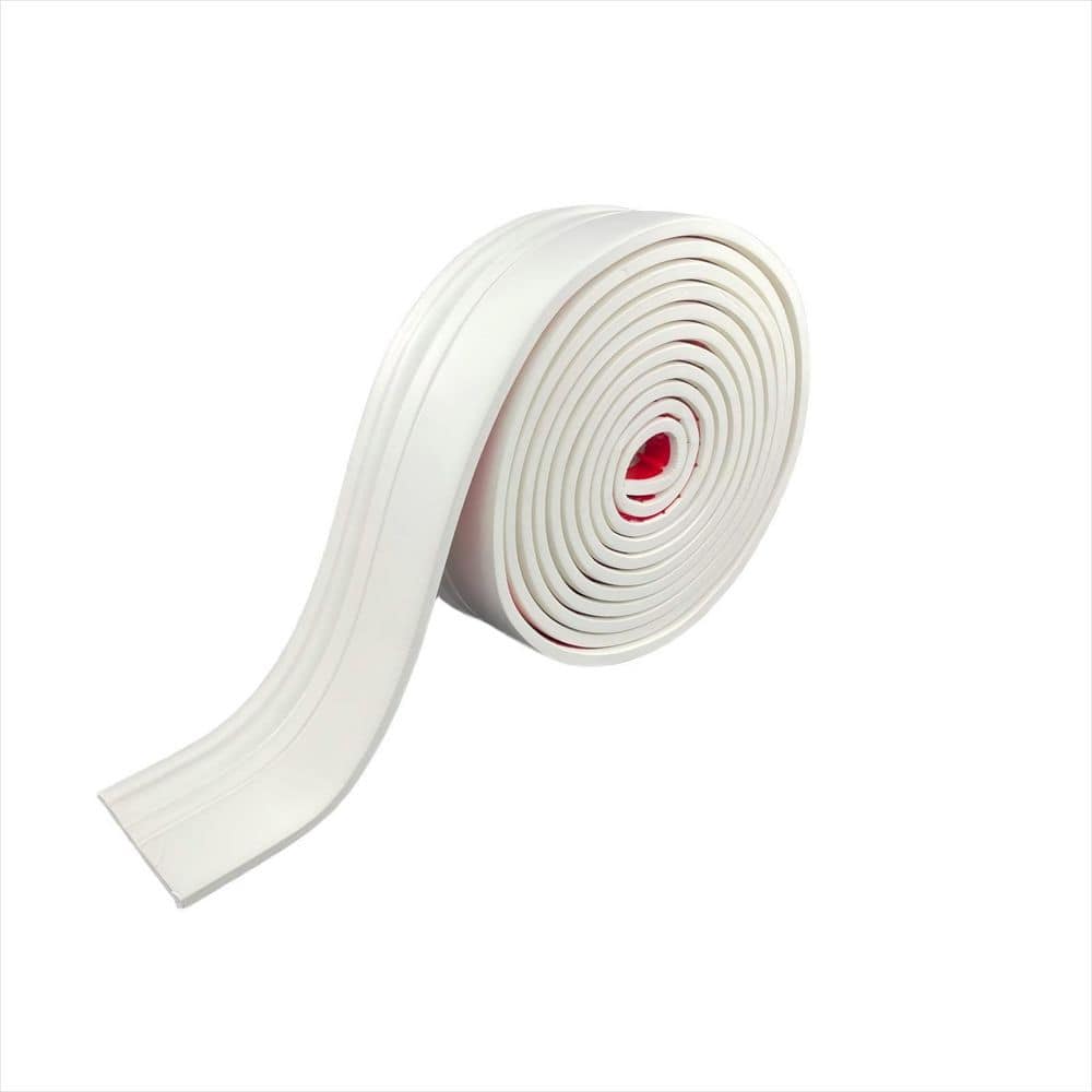 Wudkey 4 in. x 10 ft. Creamy White Flexible Baseboard Molding Trim Toe ...