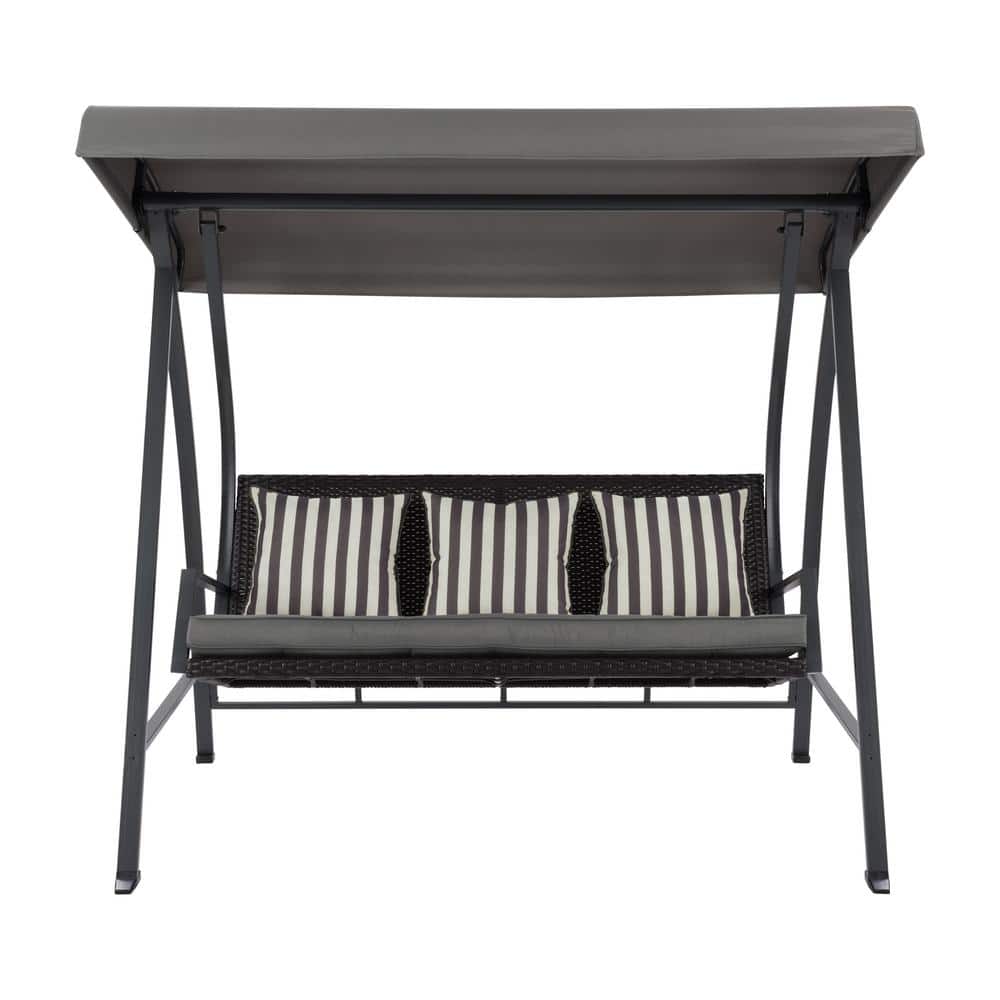 CorLiving Flora 3Person Metal Patio swing with Canopy in Gray PYN687