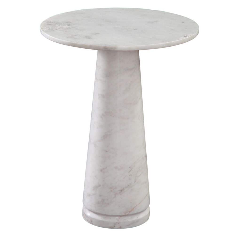 Joni 18 in. White Round Marble End Table