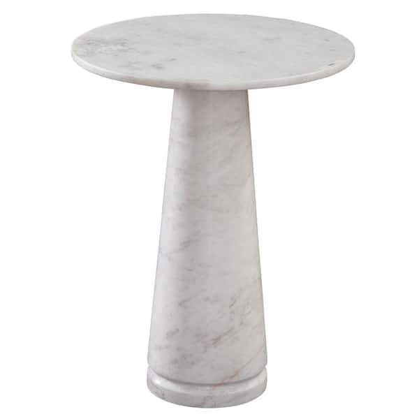 Joni 18 in. White Round Marble End Table