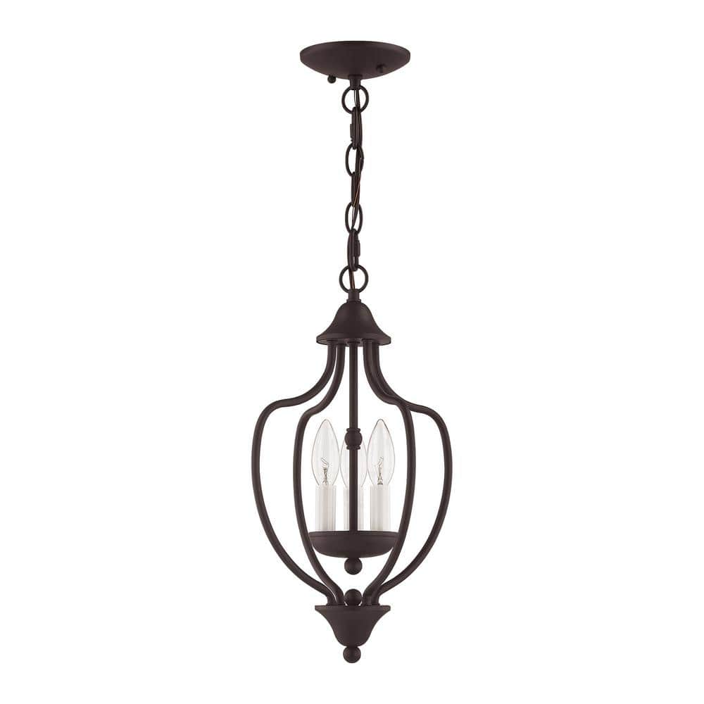 Bronze 3-Light Mini Chandelier with Candelabra Base