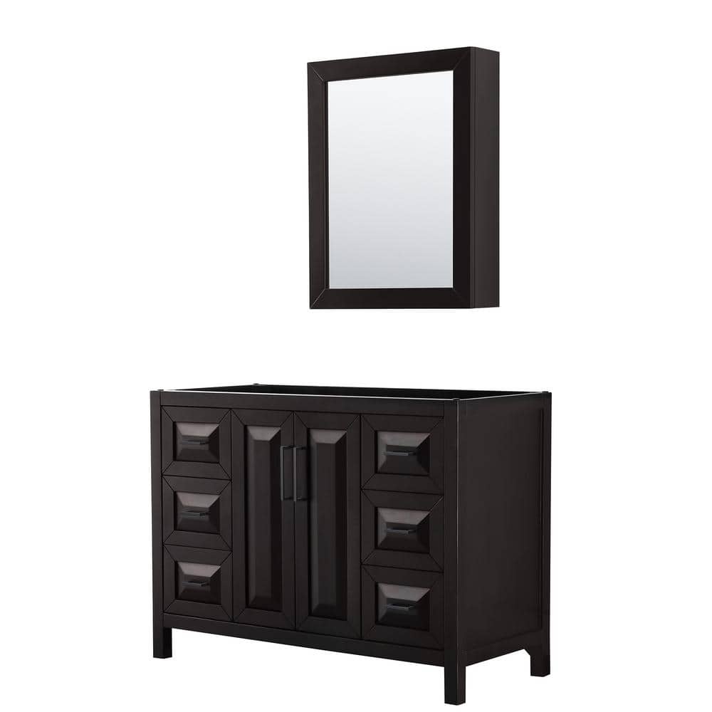 Daria 47 in. W x 21.5 in. D x 35 in. H Single Bath Vanity Cabinet without Top in Dark Espresso with Med Cab Mirror price history on PriceWatchPro