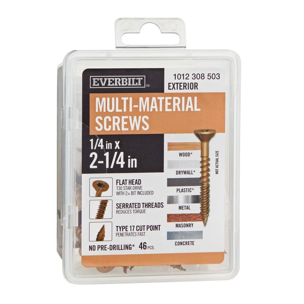 1/4 in x 2-1/4 in. Brown 6-Lobe Torx Drive Exterior Flat Head Multi-Material Screw 1 lbs.-Box (46-Piece ) price history on PriceWatchPro