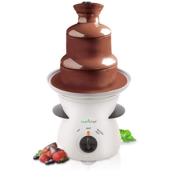 NutriChef 16 oz. 3-Tier Electric Countertop Fondue Maker Fountain Chocolate Melter