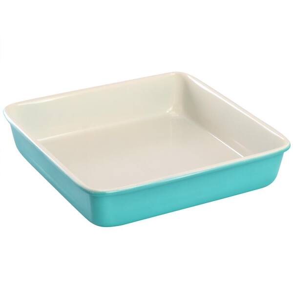 MARTHA STEWART EVERYDAY Color Bake 9 in. Nonstick Steel Square Cake Pan in Turquoise