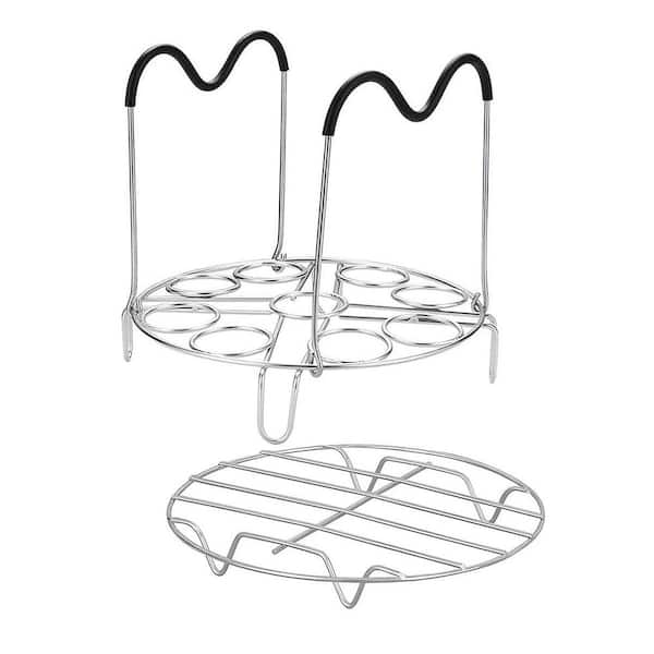 Steamer Cooling Rack Trivet Accessory Set Stainless Steel Heat Resistant Silicone Handle for Pressure Cooker