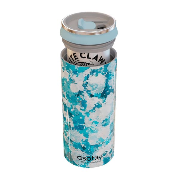 ASOBU Double-Walled Vacuum-Insulated Stainless Steel Multi-Can Cooler Sleeve with Reusable Pocket Straw (Blue)