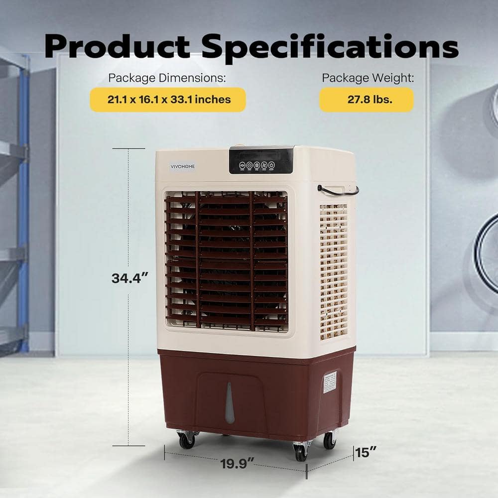 Compact White Portable Evaporative Cooler with Remote Control
