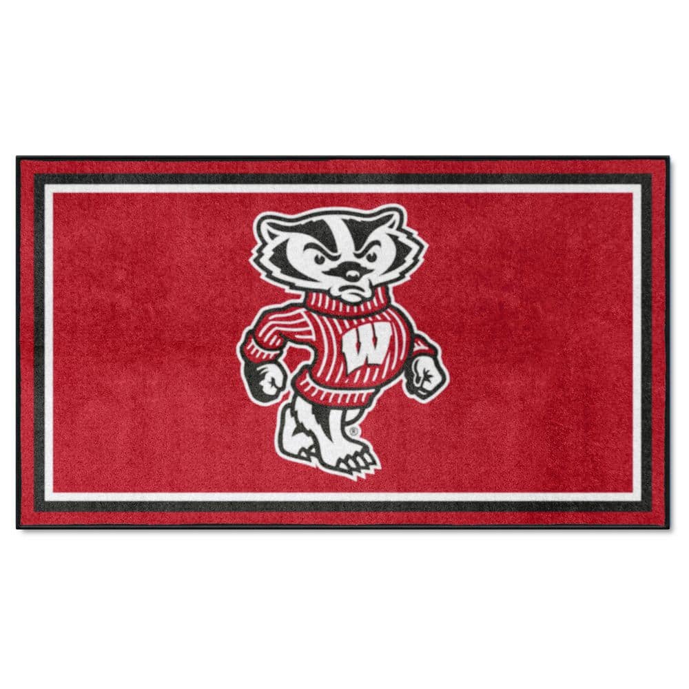 Badger Rug FANMATS Wisconsin Badgers Red 3 ft. x 5 ft. Plush Area Rug 36720 - The ...