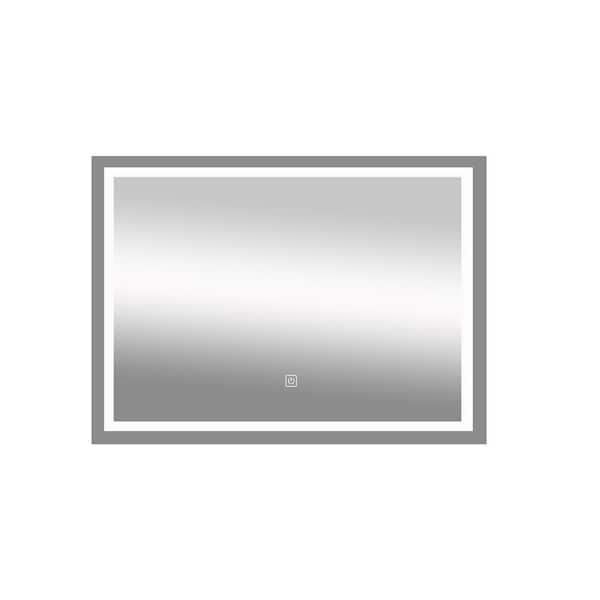 Unbranded Black 40 in. W x 32 in. Led Modern Rectangle Wall Mirror with High Lumen, Dimmable Touch, Wall Switch Control