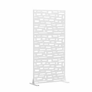 2.92 ft. x 6 ft.  Outdoor and Indoor Freestanding Metal Squared Flat Privacy Screen, Fence Panels in White