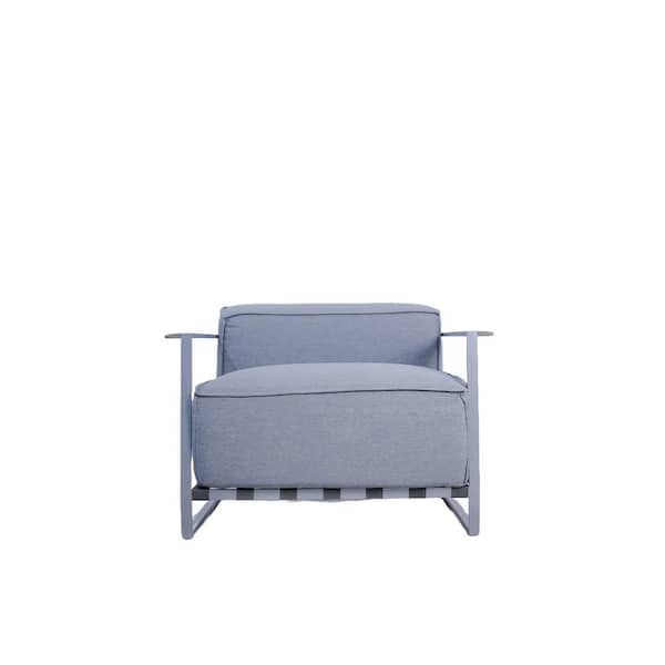 Outsy Sunrise Collection Extra Deep Seating Metal Armchair with Grey Cushions