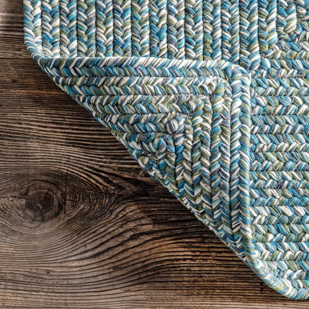 Aqua Braided Synthetic Indoor/Outdoor Area Rug, 4x6