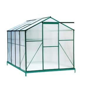 74 in. W x 100 in. D x 79 in. H Polycarbonate Greenhouse, Heavy-Duty Walk-in Plant Garden Greenhouse for Backyard, Green