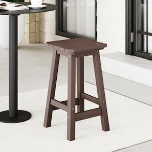 Laguna 24 in. HDPE Plastic All Weather Square Seat Backless Counter Height Outdoor Bar Stool in Dark Bown