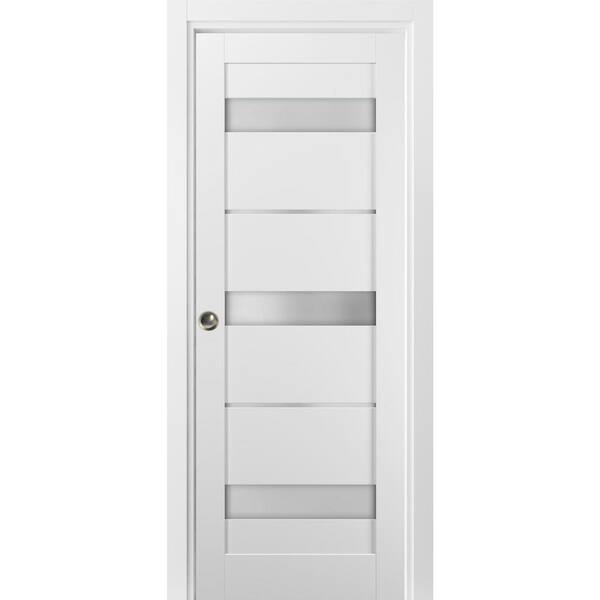 Sartodoors 24 in. x 96 in. Single Panel White MDF Sliding Door with Pocket Kit
