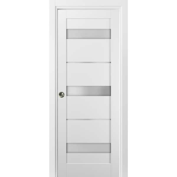 36 in. x 96 in. Single Panel White MDF Sliding Door with Pocket Kit