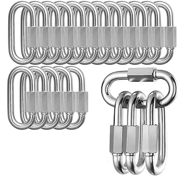 Heavy Duty Series 5/16" Quick Link Carabiners - 40-Pack, 3.2 In Threaded Brackets Locking Connectors for Chains, Gym